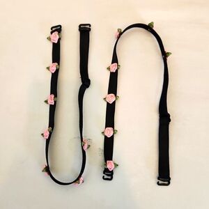 Black Floral Removable Bra Straps